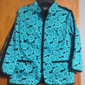 Bob Mackie floral zip front blazer jacket